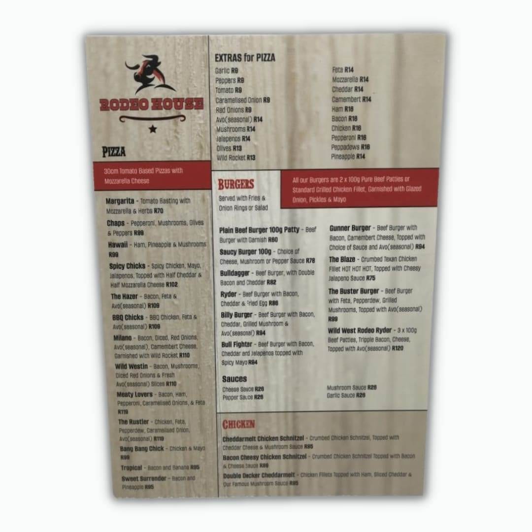 Rodeo House Menu